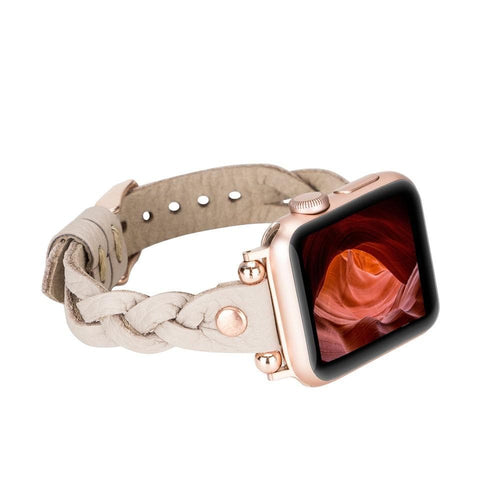Load image into Gallery viewer, Wanda Ferro Braided Rose Gold Trok Style Leather Apple Watch Band-5
