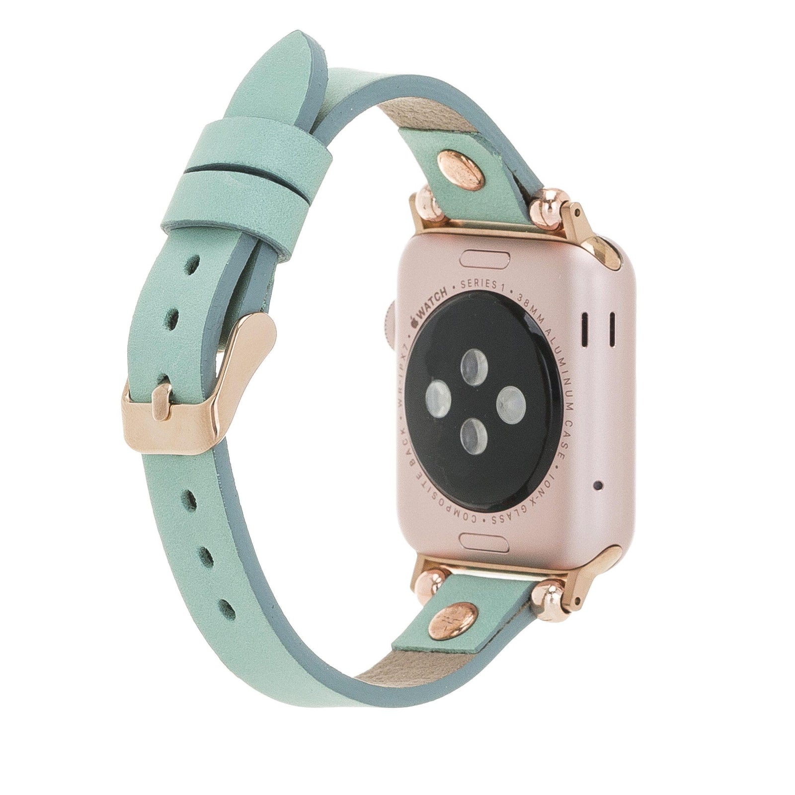 Ferro Leather Apple Watch Band with Rose Gold Trok-1