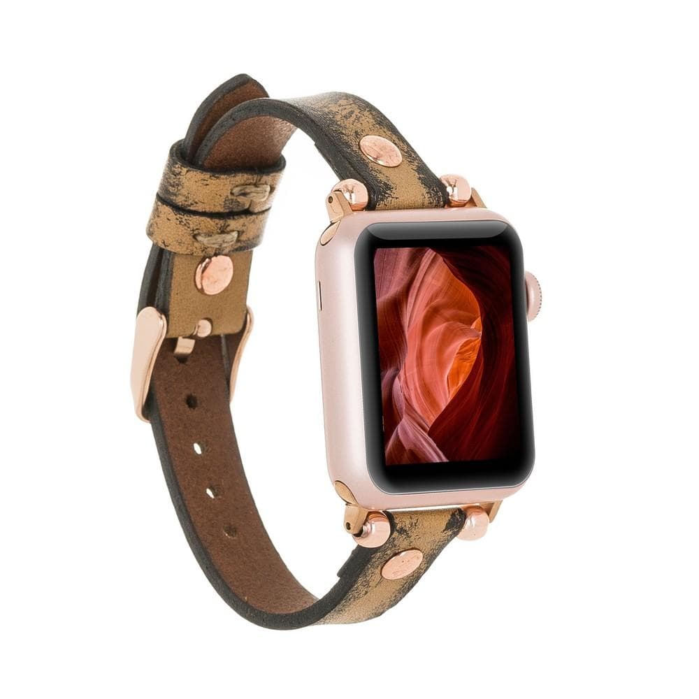 Ferro Leather Apple Watch Band with Rose Gold Trok-11
