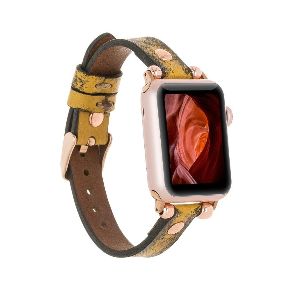 Ferro Leather Apple Watch Band with Rose Gold Trok-12