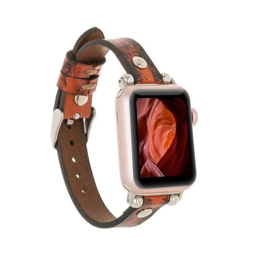 Load image into Gallery viewer, Ferro Apple Watch Leather Band with Silver Trok-12
