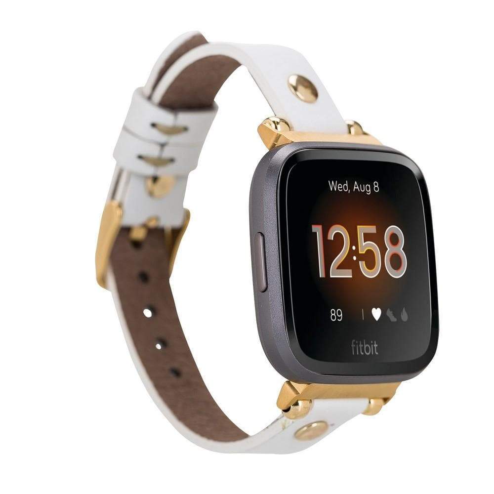 Ferro Leather Fitbit Watch Band with Gold Trok-0