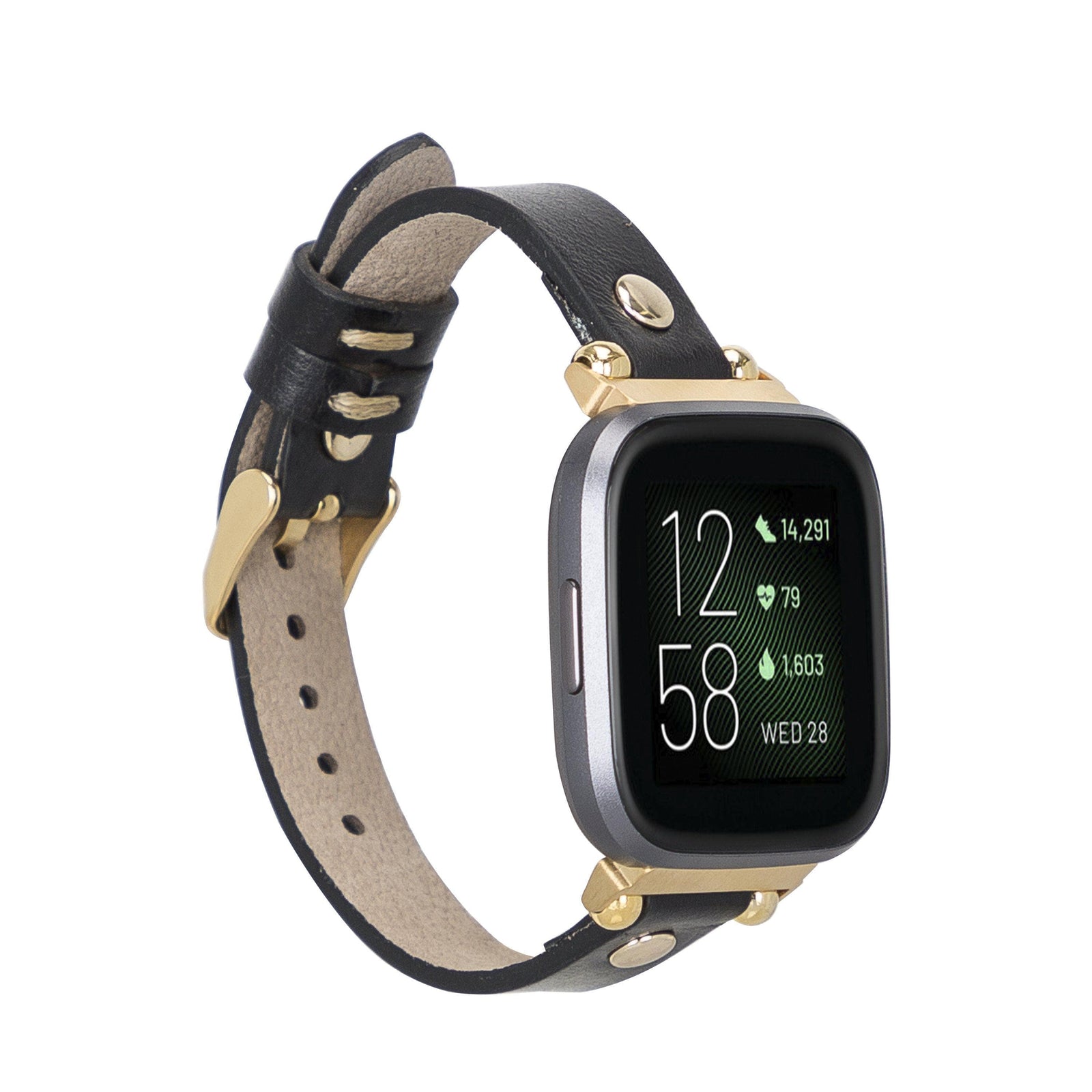 Ferro Leather Fitbit Watch Band with Gold Trok-6