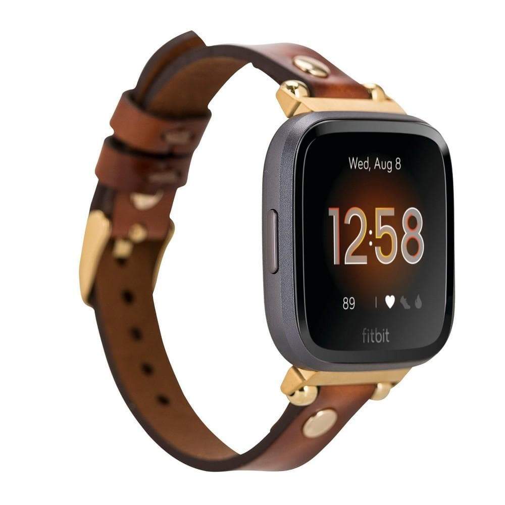 Ferro Leather Fitbit Watch Band with Gold Trok-7