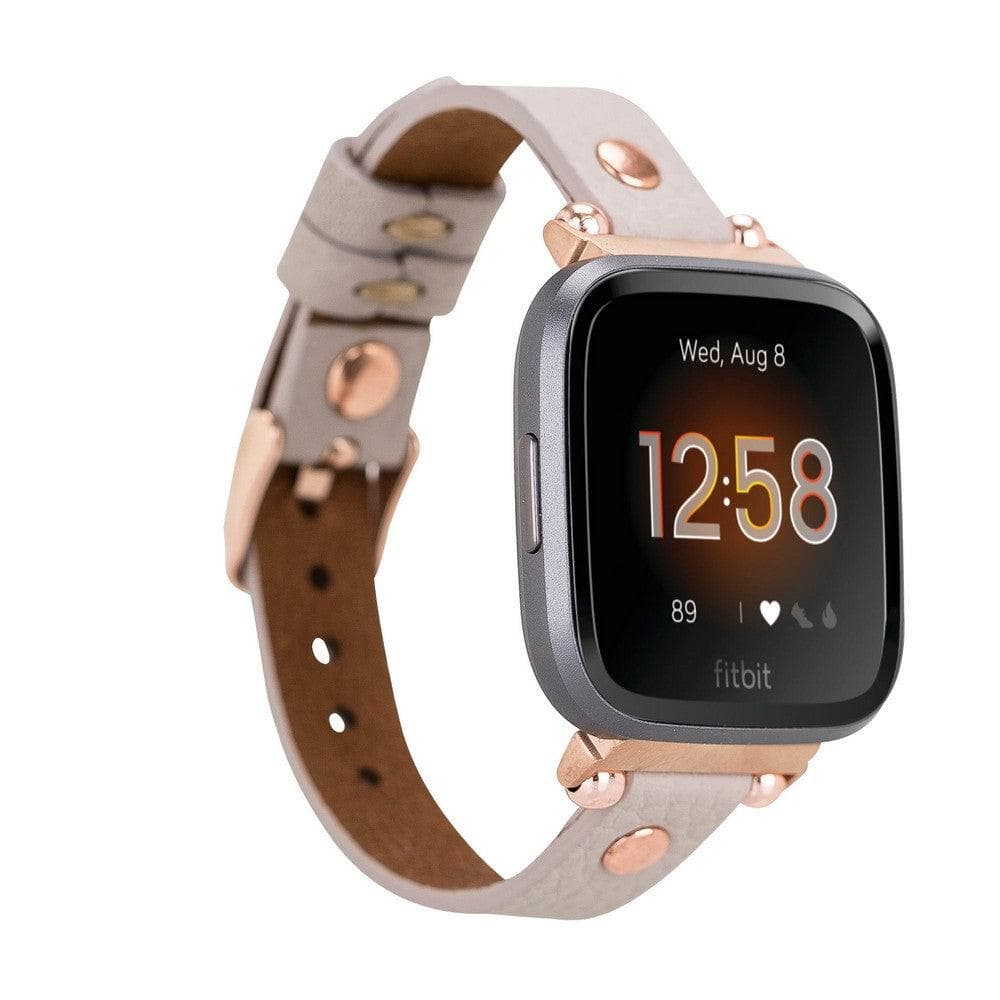 Ferro Leather Fitbit Watch Band with Rose Gold Trok-7