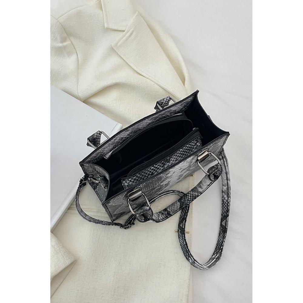 Snakeskin Print PU Leather Handbag