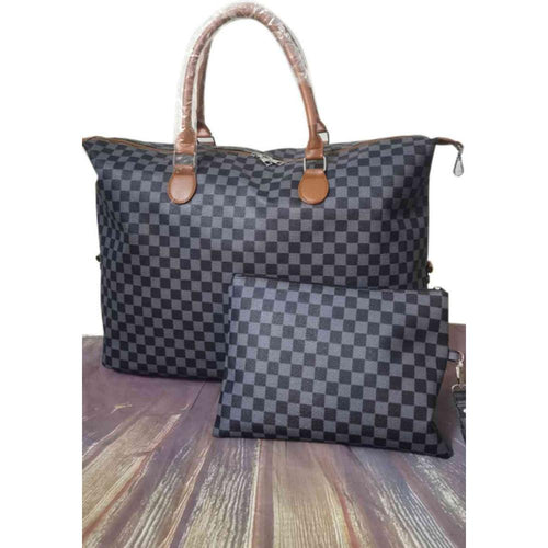 Load image into Gallery viewer, Designer Checkered Two-Piece Bag Set: Elegance Redefined
