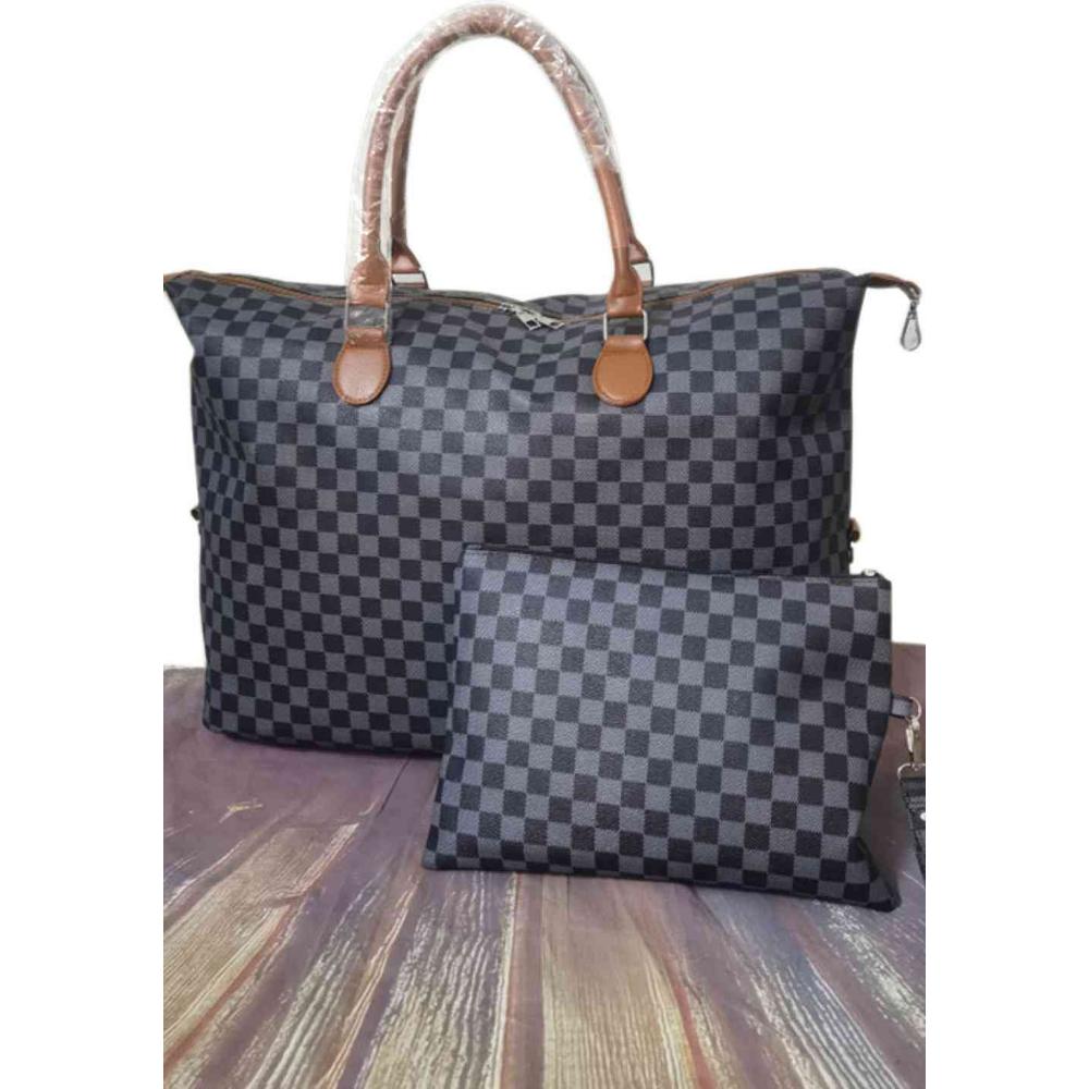 Designer Checkered Two-Piece Bag Set: Elegance Redefined