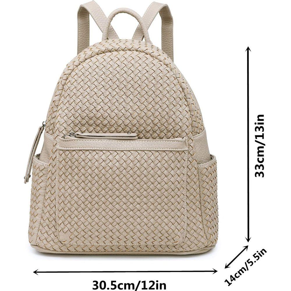 Sif2068 Luxe Woven Backpack Purse - Beige