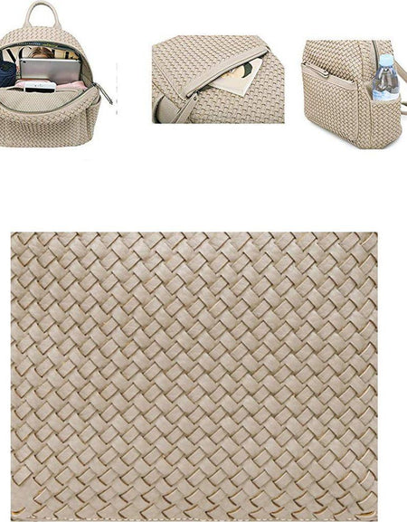Sif2068 Luxe Woven Backpack Purse - Beige