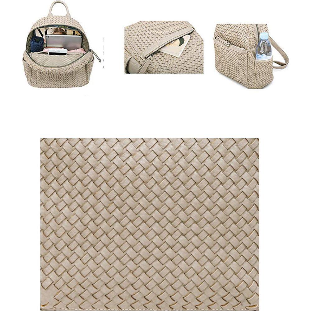 Sif2068 Luxe Woven Backpack Purse - Beige