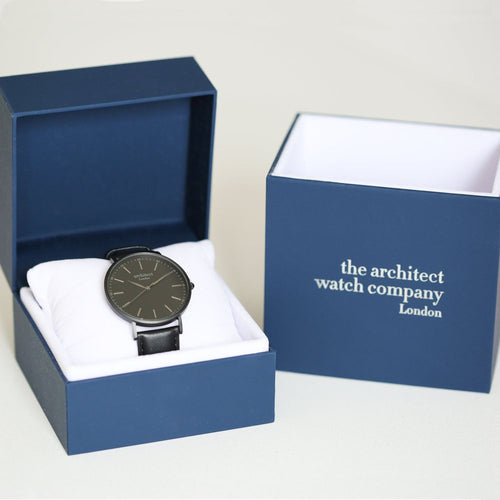 Load image into Gallery viewer, Handwriting Engraving - Men&#39;s Minimalist Watch + Jet Black Strap
