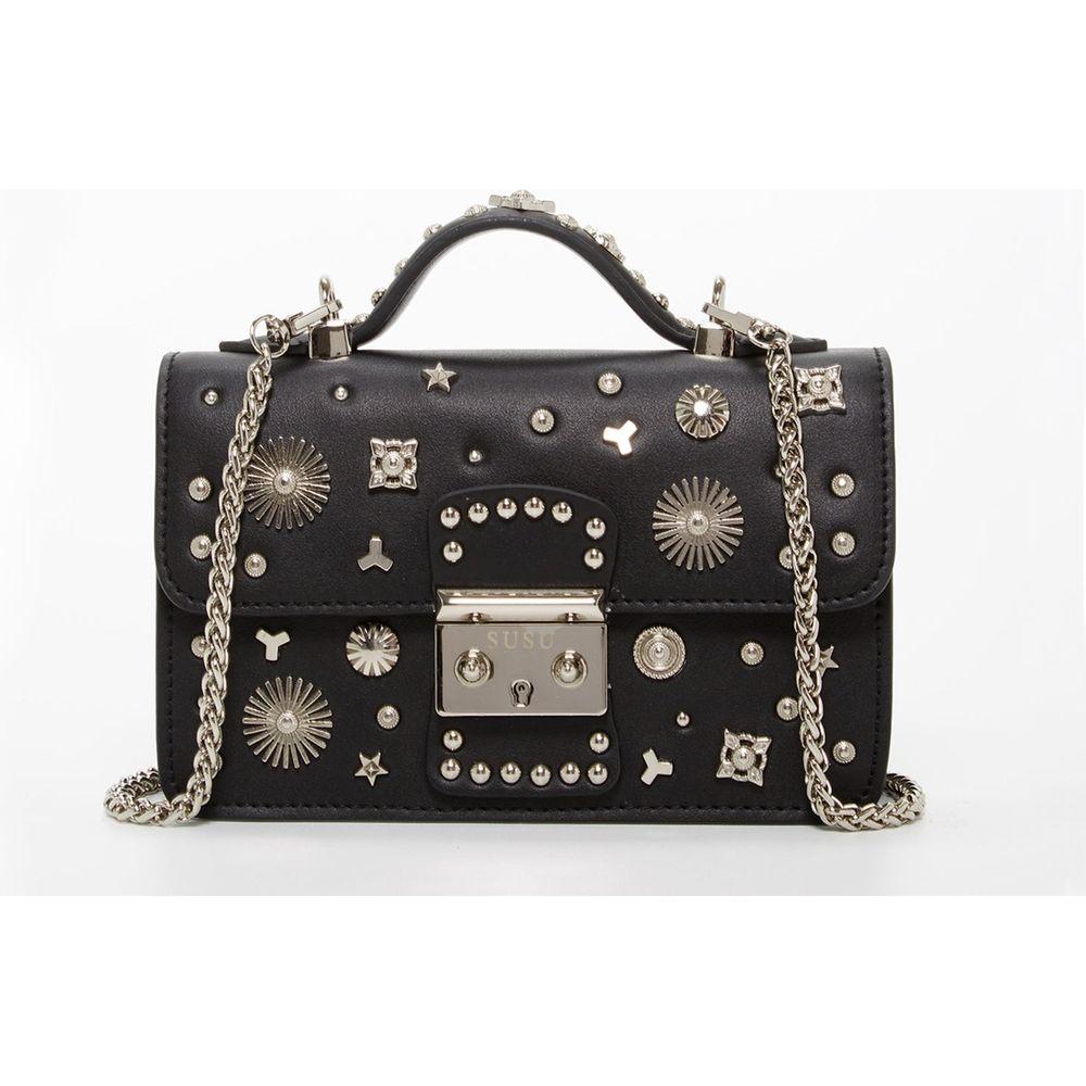 SUSU The Hollywood Studded Leather Crossbody Black