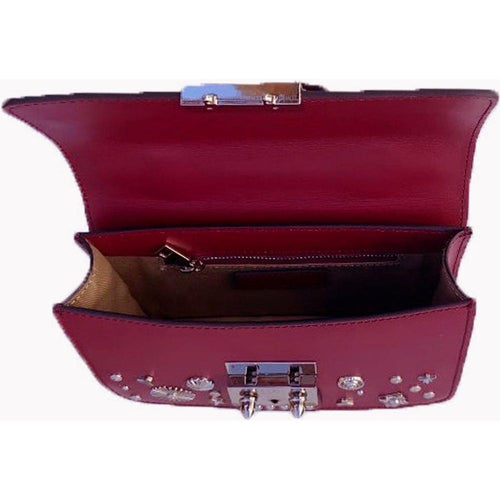 Load image into Gallery viewer, SUSU The Hollywood Studded Leather Crossbody Bag in Burgundy
