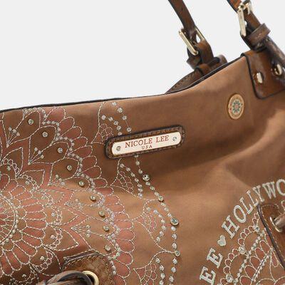 Nicole Lee USA Side Braided Tassel Inlaid Rhinestone Embroidery Hobo