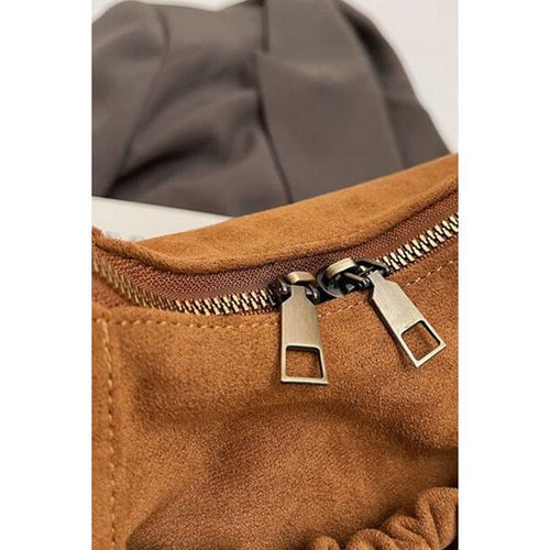 Load image into Gallery viewer, Stunning Ruched Suede Handbag with Zipper
