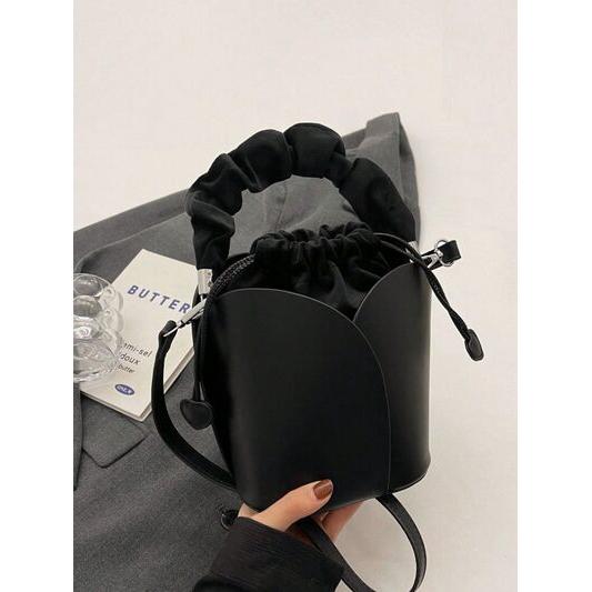 Designer Handbag: PU Leather Drawstring Bucket Bag