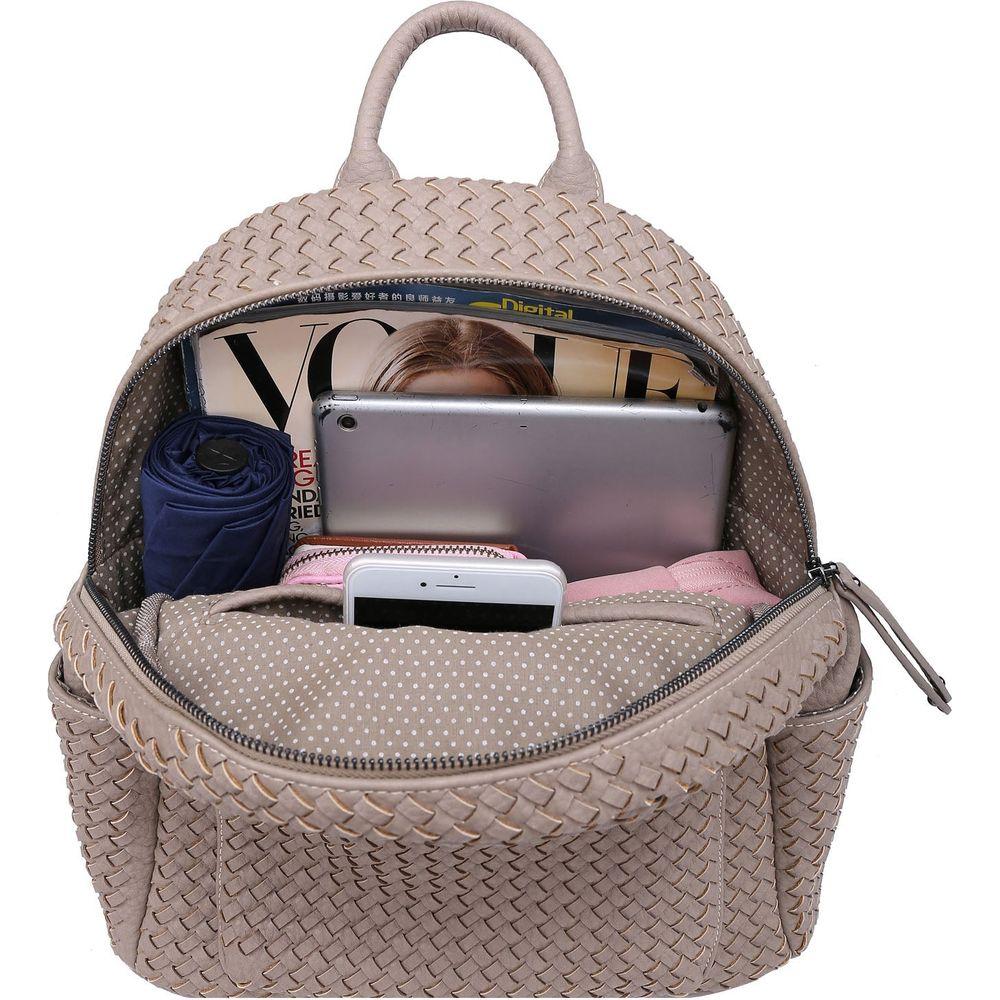 Sif2068 Luxe Woven Backpack Purse - Beige