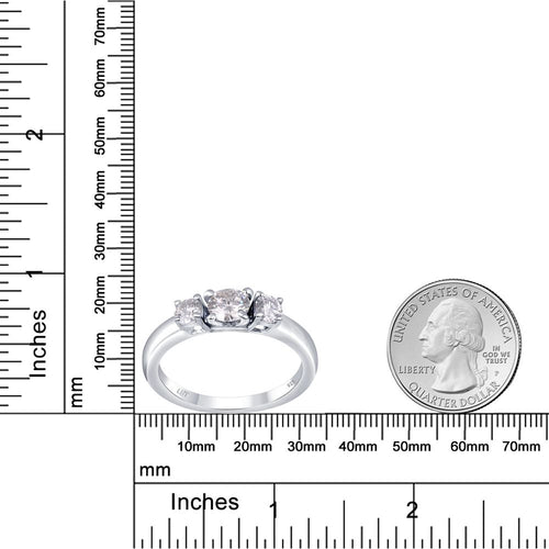 Load image into Gallery viewer, White Moissanite 3-Stone Ring Sterling Silver
