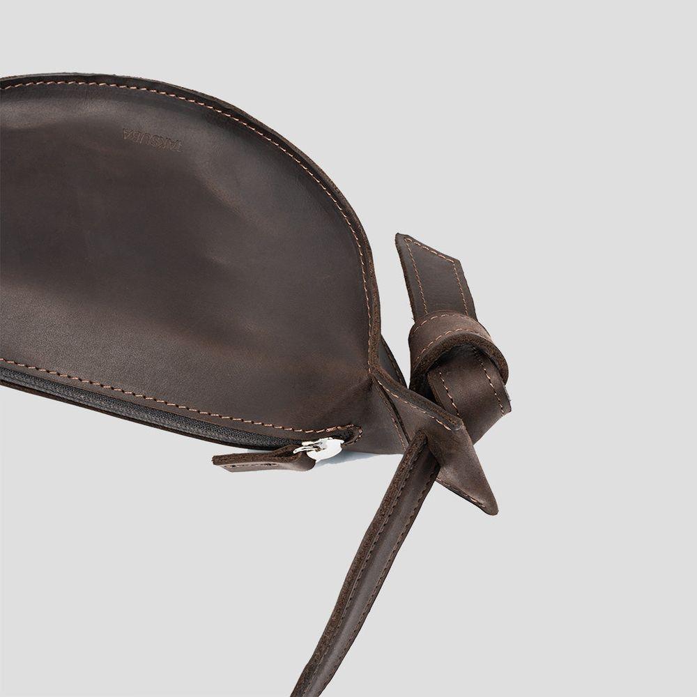 Designer Handbags - Crescent Shoulder Bag in Dark Brown