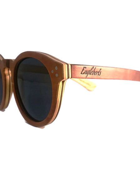 Cinnamon Swirl Skateboard Sunglasses, Polarized with Wooden Case