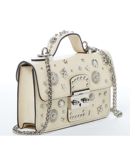 SUSU The Hollywood Leather Crossbody with Studs in Vanilla Custard