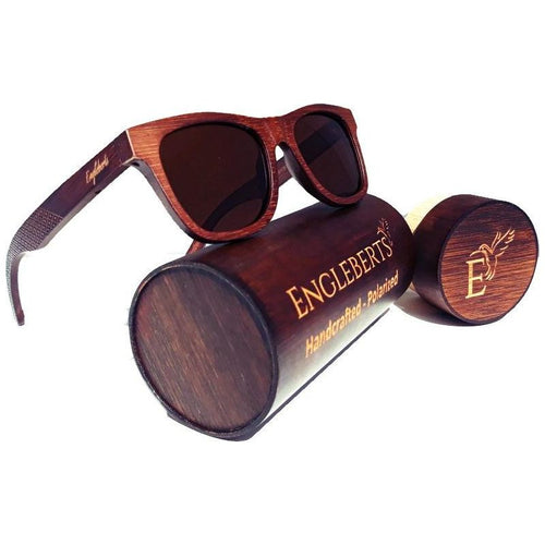 Load image into Gallery viewer, Crimson Wooden Sunglasses With Bamboo Case, Tea Polarized Lenses,
