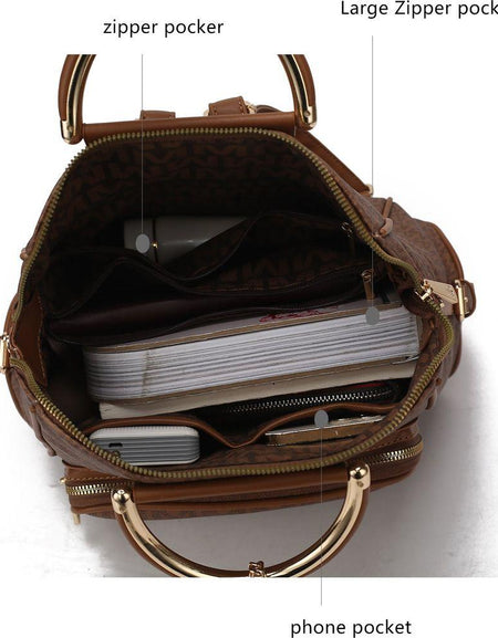 June M logo Printed Vegan Leather Women Backpack