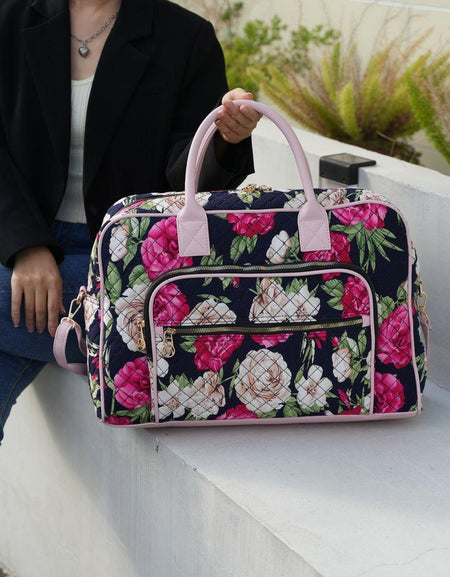 Jayla Quilted Cotton Botanical Pattern Women Duffle Bag - Elevate Your Travel Experience