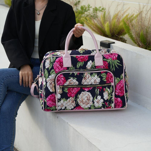 Load image into Gallery viewer, Jayla Quilted Cotton Botanical Pattern Women Duffle Bag
