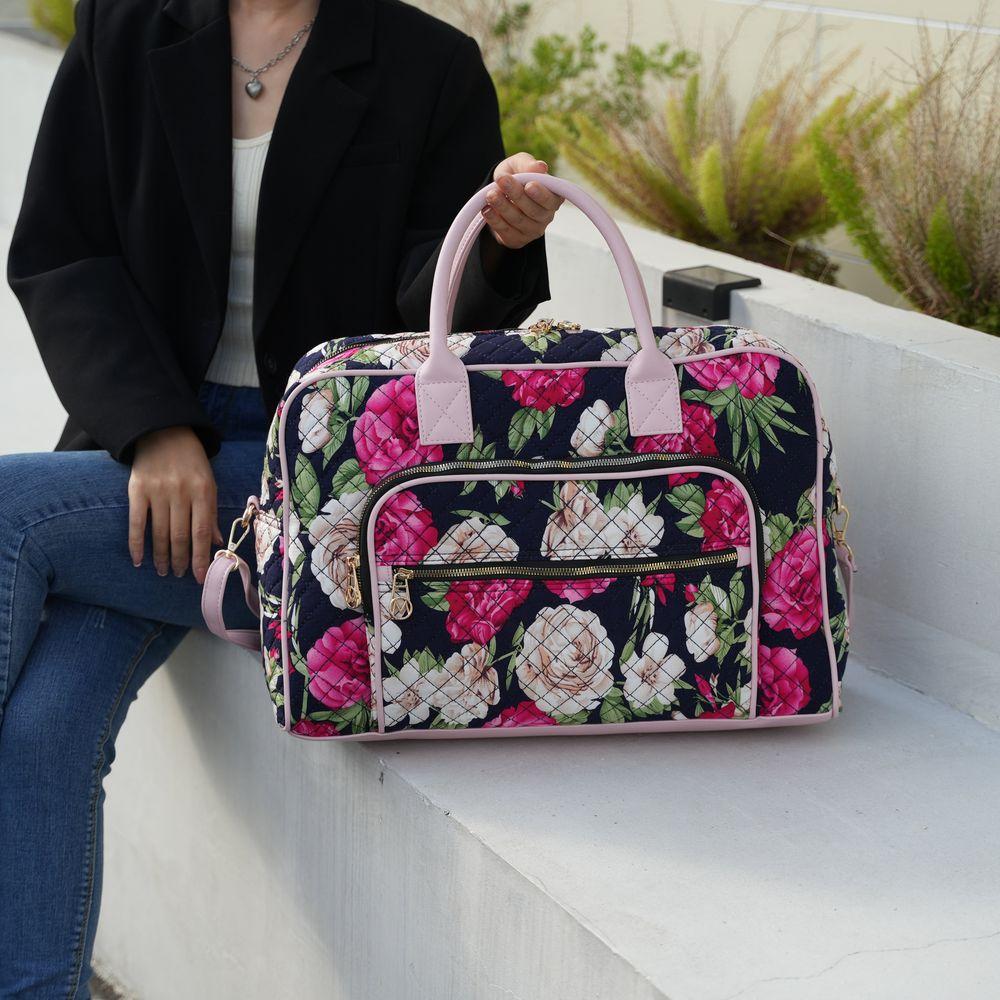 Jayla Quilted Cotton Botanical Pattern Women Duffle Bag