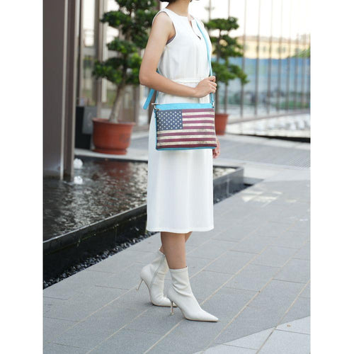 Load image into Gallery viewer, Madeline Printed Flag Vegan Leather Women&#39;s Crossbody Handbag
