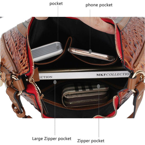 Load image into Gallery viewer, Becket Faux Crocodile Embossed Vegan Leather Women Shoulder Bag
