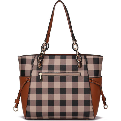 Load image into Gallery viewer, Yale Checkered Tote Bag with Wallet - A Touch of Elegance
