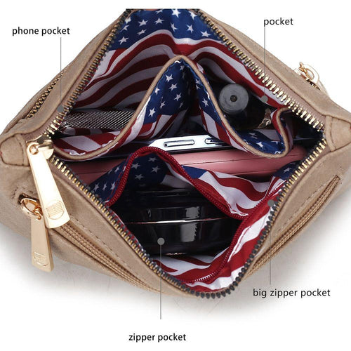 Load image into Gallery viewer, Alisson Vegan Leather Women FLAG Crossbody/Wristlet Bag
