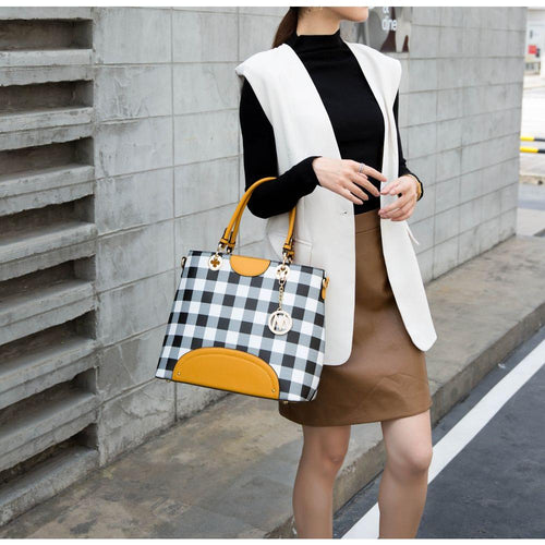 Load image into Gallery viewer, MKF Collection Gabriella Checkered Handbag With Wallet – A Statement of Elegance
