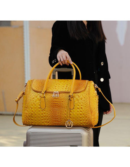 MKF Collection Rina Crocodile Embossed Vegan Leather Duffle Bag