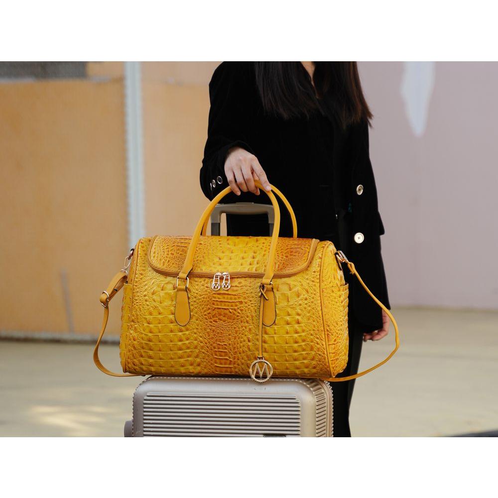 MKF Collection Rina Crocodile Embossed Vegan Leather Duffle Bag