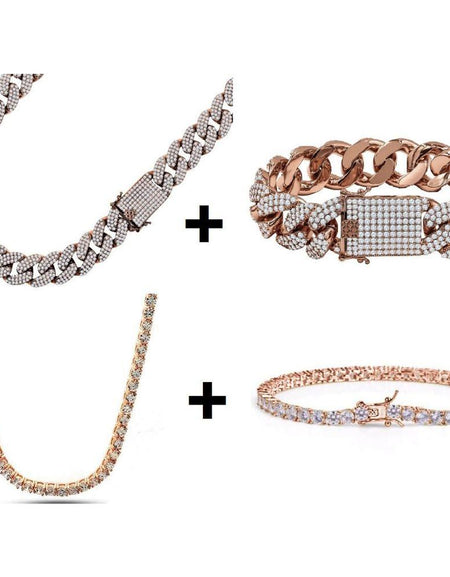 STALLION Luxury Iced Out Cuban Chain and Bracelet Set