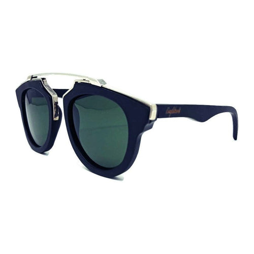 Load image into Gallery viewer, Black Wood and Silver Trim Sunglasses, G15 Lenses with Bamboo Case
