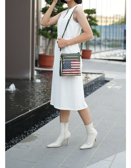 Genesis Printed Flag Vegan Leather Women Crossbody Bag