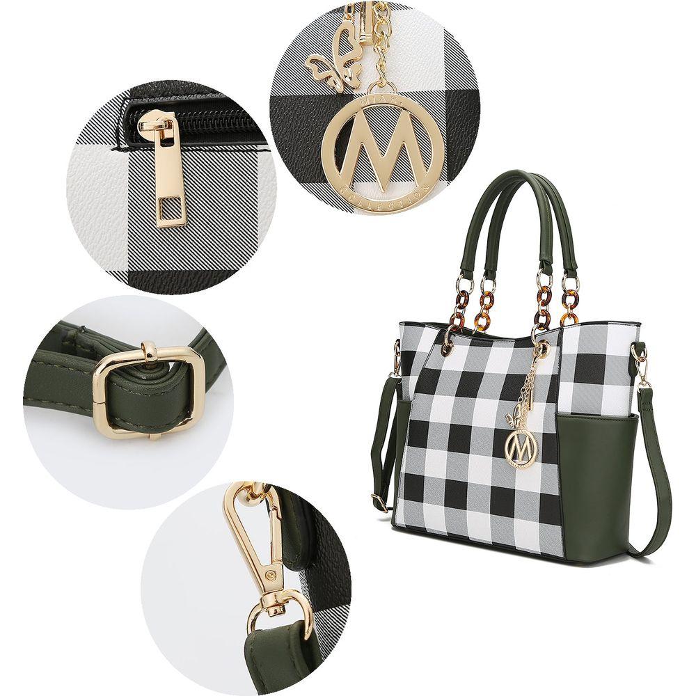 MKF Collection Mariely Checker Tote Handbag & Wallet Set by Mia K