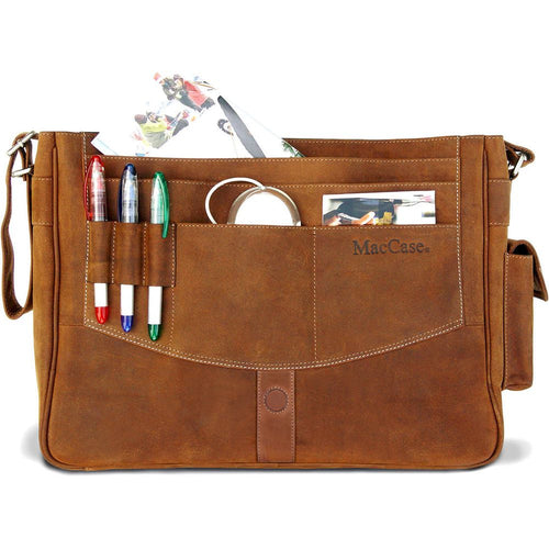 Load image into Gallery viewer, MacCase Premium Leather 13&quot; MacBook Messenger Bag
