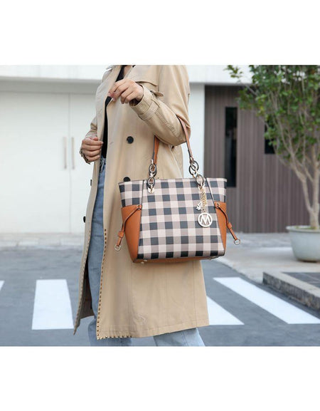 Yale Checkered Tote Bag with Wallet - A Touch of Elegance