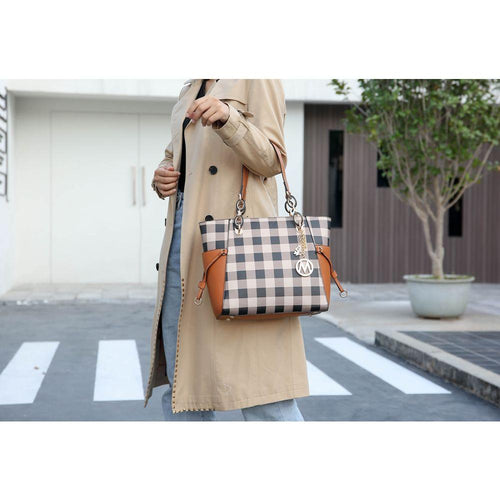 Load image into Gallery viewer, Yale Checkered Tote Bag with Wallet - A Touch of Elegance
