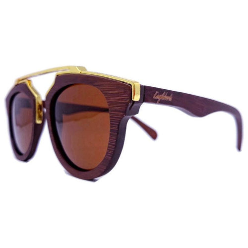 Load image into Gallery viewer, Cherry Wood Full Frame, Polarized with Gold Trim and Bamboo Case
