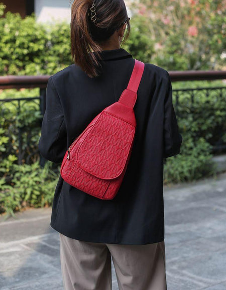 Cleisy M Logo Embossed Vegan Leather Women's Sling Bag