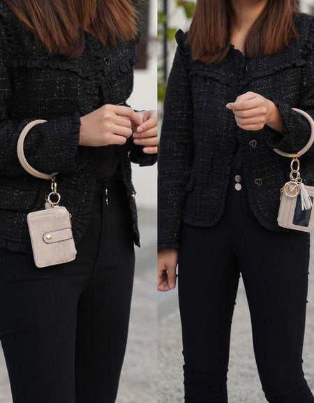 Jordyn Vegan Leather Bracelet Keychain with a Credit Card Holder