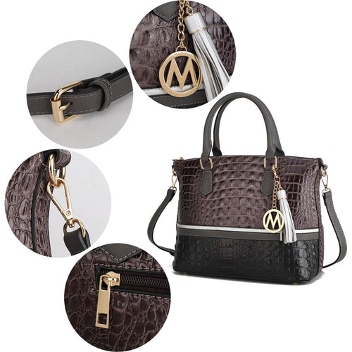 Load image into Gallery viewer, MKF Autumn Crocodile Skin Tote Handbag with Wallet: Elegance Redefined
