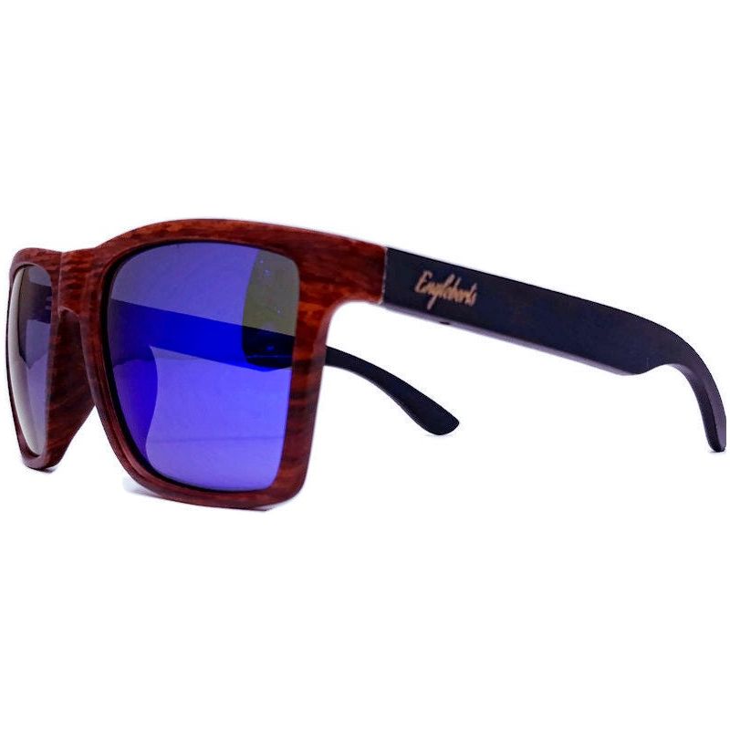 Oak Colored Frames, Bamboo Sunglasses, Blue Polarized Lenses